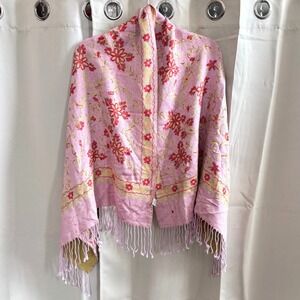 Viki Scarf Designer Floral Embroidered Silk Viscose Blend Shawl Scarf Wrap 19726